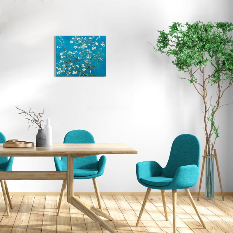 1 KINGO Van Gogh Canvas Wall Art: Almond Blossom Oil Painting Flower Picture Reproduction Room Decor, Famous Art Prints Floral Tree Poster Teal Modern Artwork Home Decoration 12"" x 15"" - Image 4